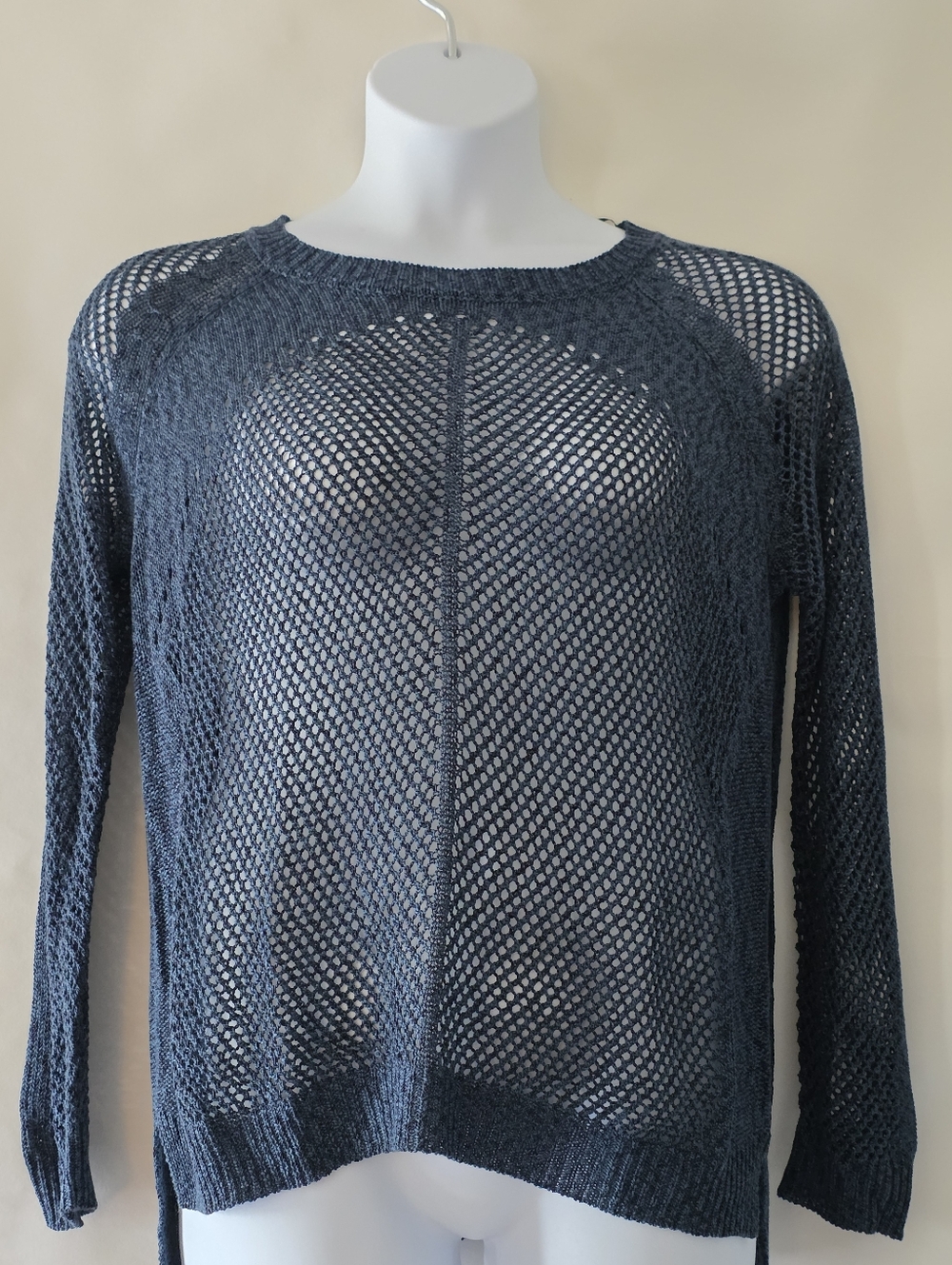Open Weave Semi-Sheer Top Size L Rib Trim Pullover Cover-up‎ Festival Whimsigoth